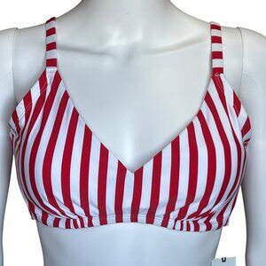 Shade & Shore Red and White Striped Bikini Top